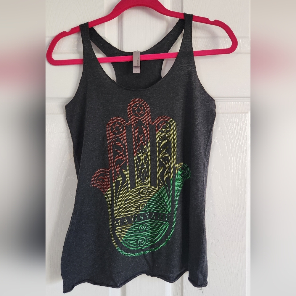 Matisyahu Racerback Tank with Multicolor Hamsa Graphic